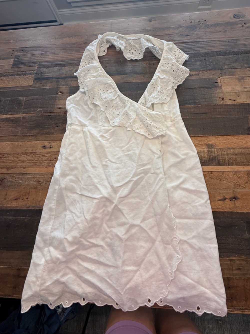 Free People White Eyelet Wrap Dress